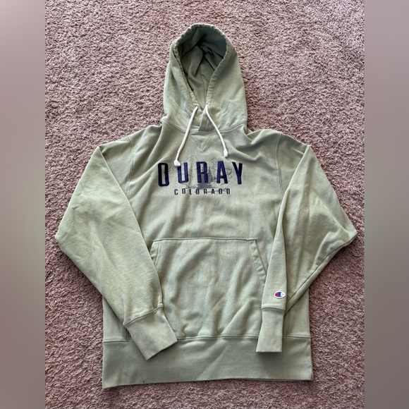 Ouray Colorado Champion Reverse Weave Hoodie Green Men Size Medium - Picture 1 of 5